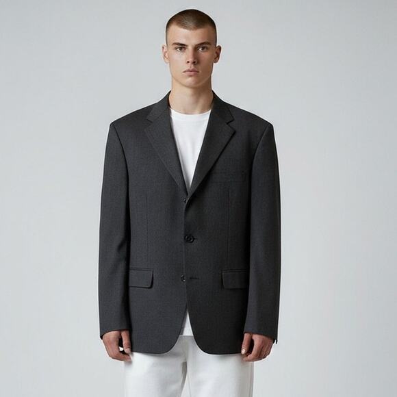 Versini Suit Jacket Mens Size 40 S Charcoal 100% Wool Lined Professional Blazer - Picture 1 of 8